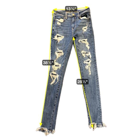 American Eagle Jeans Womens 2 Blue Distressed Next Level Stretch Hi-Rise Jegging - Picture 7 of 7